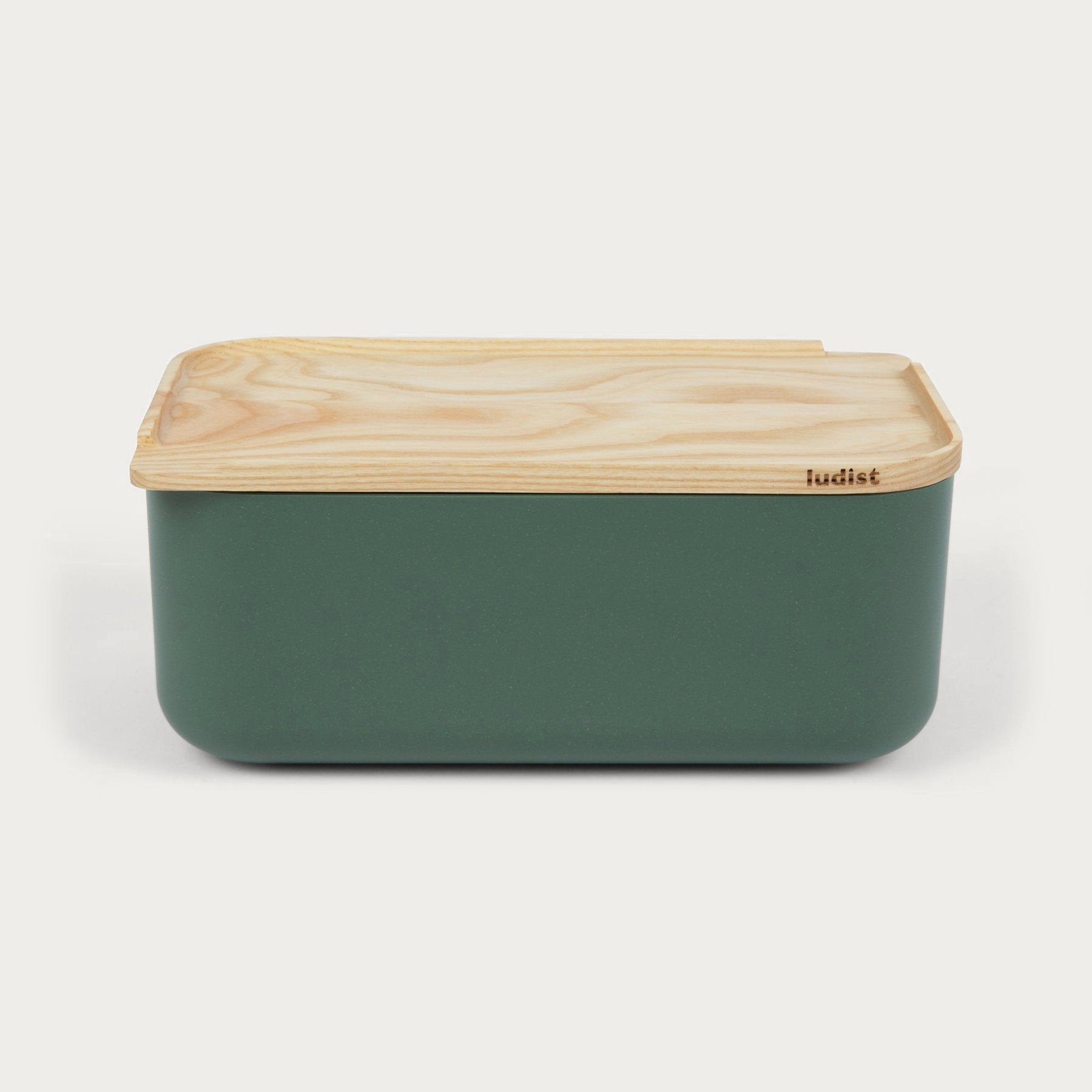 A single green leaf against a white background.