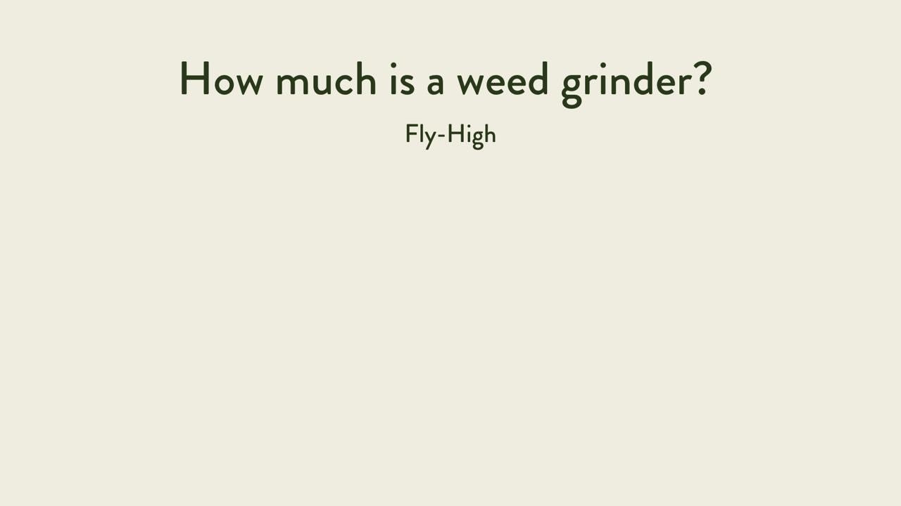 Text reading 'How much is a weed grinder?' with the brand name 'Fly-High' below, set against a light background.